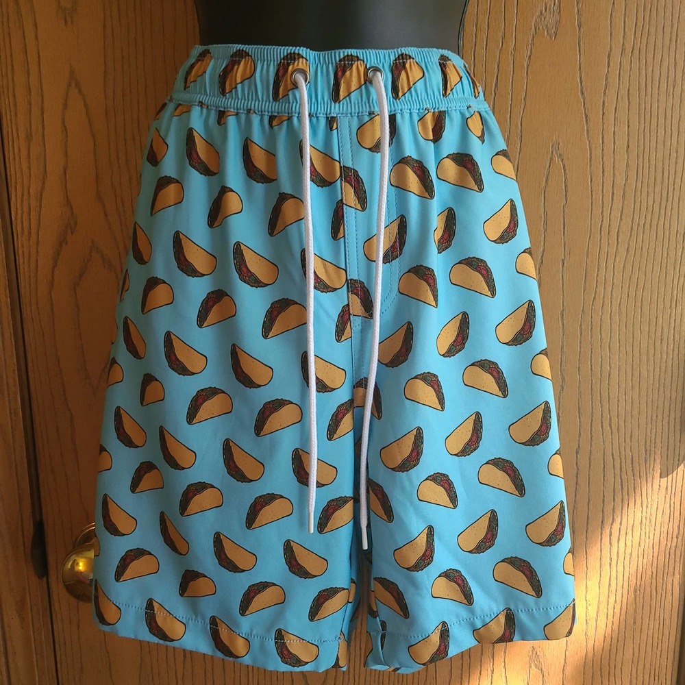 Lucky Brand Saturday Stretch Swim Trunks Blue Taco Size Large